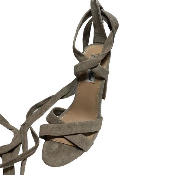 Steve Madden Christey Block Heel Size 6.5 Leg Wrap Strap Suede 4" Heel - Picture 4 of 9